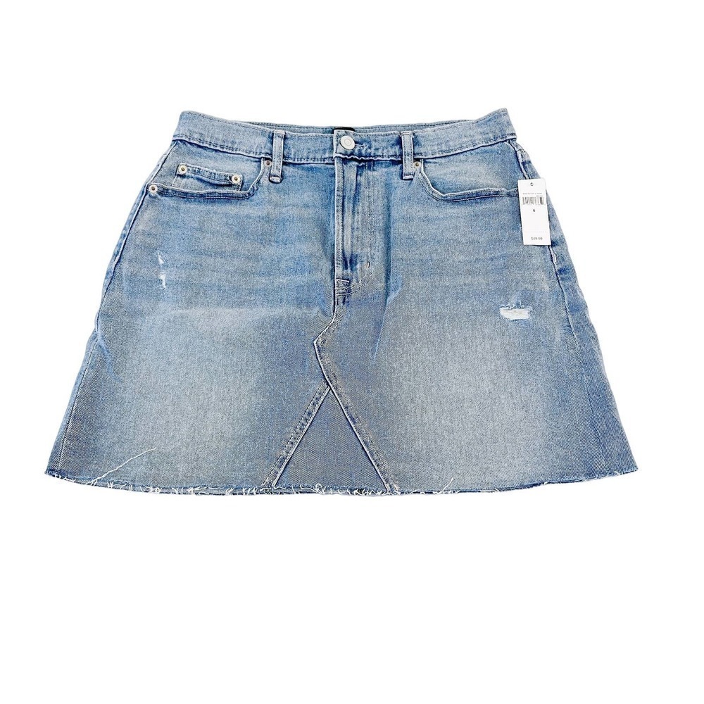 GAP Denim High Rise Light Wash Exposed Button Skirt SZ6 NWT